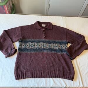 Vtg Y2K Red Wool Blend Pullover Sweater Men's Sz M Eclectic Grandpa